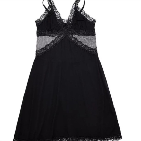 Cut Out Mesh Slip intimate Lounge Bedroom Black Dress Lace Trim - Picture 5 of 14
